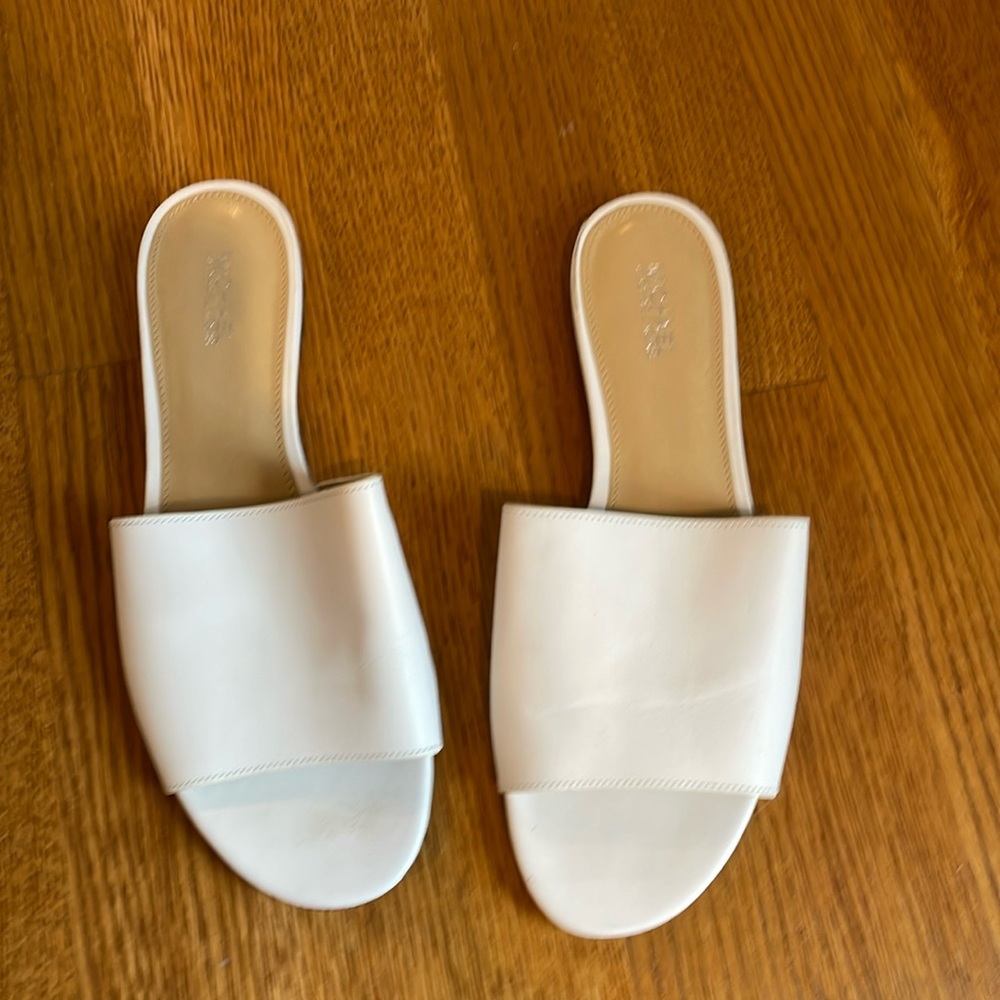 White leather Michael Kors slides